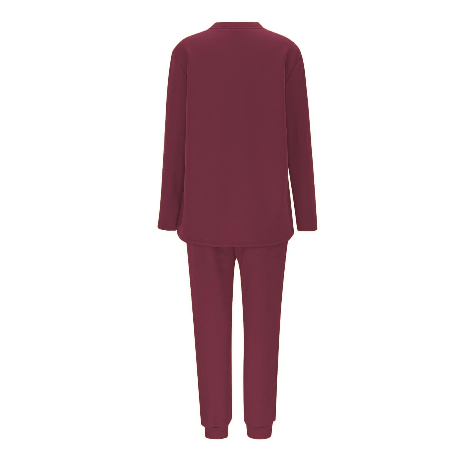 Conjunto de Pijama de Sudadera y Pantalones con Forro para Mujer para Calidez Invernal con Traje de Felpa Tops cómodos y Holgados Ropa de Estar por casa cálida de Invierno para Mujer