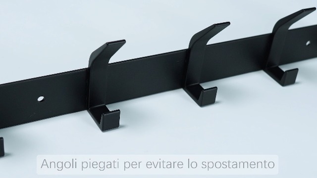 MOVKZACV Set Di 6 Ganci A Muro In Metallo Nero - Design Moderno, Doppi Ganci, Con Viti E Prolunghe, Per Cappotti E Asciugamani - 2