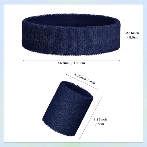 Image of Bememo 6 Pcs Neon Sports Sweatbands Set Sports Competitions Sweatbands 2 Headband 4 Wristbands Breathable Terry Cloth Athletic Bands for Team Soccer Spirit 80s Costumes Cosplay