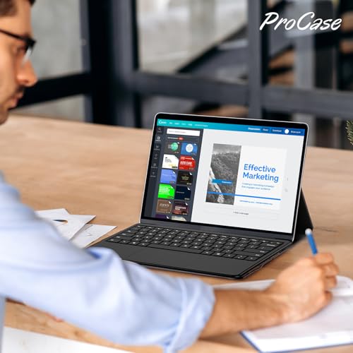 ProCase Premium PU Leather Folio Stand Case for Surface Pro 12", Black - image 7
