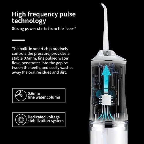FiTspi 220ml Oral Irrigator Cordless Dental Water Flosser for Teeth Cleaning 3 Pressure Mode 4 Jet Tip IPX7 Waterproof - Image 4