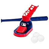 Franklin Sports Kids Baseball Pitching Machine - Pop A Pitch Batting Machine with Youth Bat + 3 Plastic Balls - Boys + Girls Toy