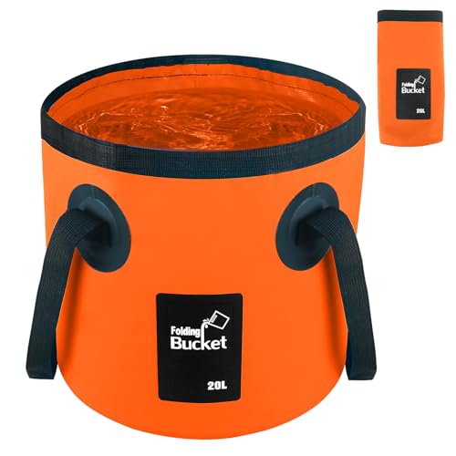 5 Gallon Bucket, Collapsible Bucket with Handle for Outdoor Beach Fishing Gardening, Folding Car Wash Buckets Mop Water Storage Laundry Wash Basin for RV Household Cleaning Supplies Camping Essentials