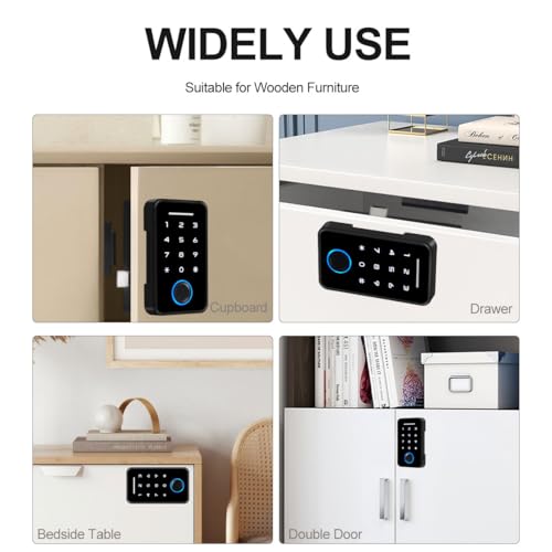 FTes RFKits Tuya Hidden Smart Cabinet Lock, Portable Password Latch Lock, Electronic Fingerprint Safety Kit with RFID Card - Image 4