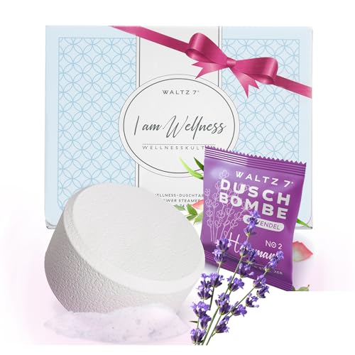 WALTZ 7 Set de Bombas de Ducha de Lavanda, Accesorio de Ducha con Aceite Esencial Natural, Aromaterapia, Relajación y Cuidado Personal, Regalo para Mujeres, Mamá, Cumpleaños, Pack de 6