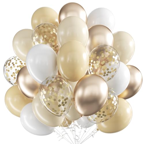 Balões champanhe dourado e branco areia, 60 peças balões de aniversário, balões de látex azuis, balões de festa, 12 polegadas balões metalizados látex balão para aniversários, casamento Baby Shower