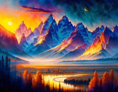 Poster sur toile Grand Teton lever de soleil SERENDIPITP 58x90cm paysage montagne