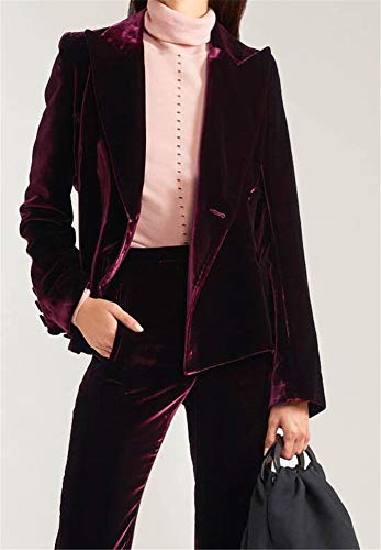 Burgundy Velvet Pantsuits for Women Formal Party Blazer Ladies Business Office Tuxedos Work Wear Suits3