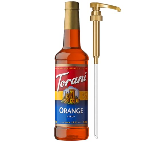 Image of Torani Orange Syrup for Drinks, Flavoring for Iced Tea, Sodas, Cocktails, and Milk Shakes, Pump Included, 25.4 Oz