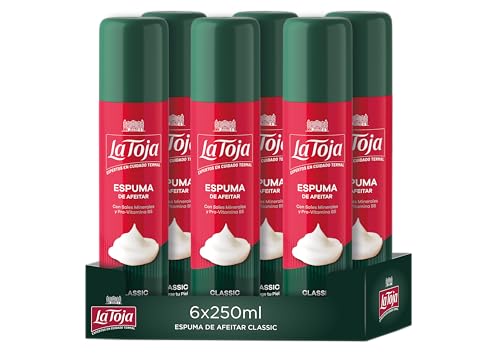 La Toja - Espuma Afeitar Classic, pack de 6 de 300ml (1.800ml), Para un mayor apurado y deslizamiento de la cuchilla, Afeitado suave y duradero