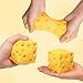 Cheese Squishy,Soft Squishy Cheese Block Squeeze Fidget Toy, Mini Stress Relief Sensory Toy - Fidget Novelty Toy and Gift for Kids and Adults