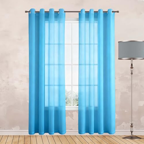 Bloquer le soleil avec le voilage transparent JIAFANG bleu ciel contre les reflets de fenêtre - 2