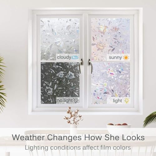 Image of WOO Home Frosted Glass Window Film & Stickers (24 X 72 Inchs) Privacy Window Cover for Home & Office - Easy Apply, UV Protection, Removable Decorative Film (Frosted White Flower 2 X 6 SQFT)