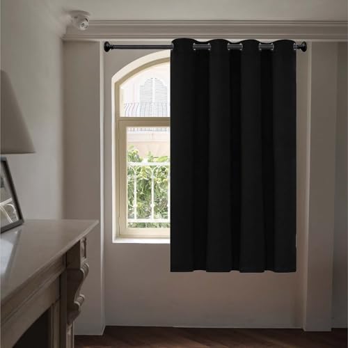 ZXIAOHUI Cortinas Opacas 1 Piezas 70 x 260 cm Aislantes Frio y Calor Opacas Blackout Curtains Cortina Opaca Termica Aislante Frio y Calor para Comedor, Decoración de Habitación, Negro