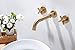 SITGES Gold Bathroom Faucet, Double Handle Wall Mount Bathroom Sink Faucet and Rough in Valve Included (Gold)