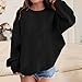 Girls Sweatshirts Casual Fashion Solid Color Long Sleeve Shirts Loose Crewneck Lightweight Pullover Tops Black