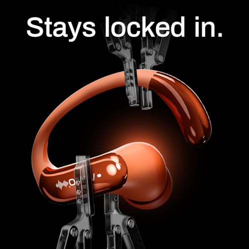 Image of DwOTS Sense Pro True Wireless Earbuds, 42dB ANC, Voice-First Mic System for Clear Calls, Skin-Friendly Ear Hooks, 12mm Drivers, Dual Pairing, Sweat Resistant, Advanced Bluetooth Ear Buds (Orange)