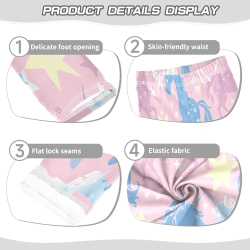 Toddler Girls Leggings Printed Yoga Pants Leggings Blue Unicorn Yellow Star for Kids3