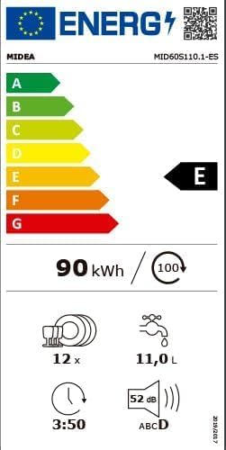 Midea Dishwasher Energy Label Class E