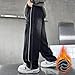 Youth Boys Oversized Jeans Fall Winter Thick Warm Trousers Fashion Soft Comfy Fleece Lined Pants (Black, 9-10 Years)