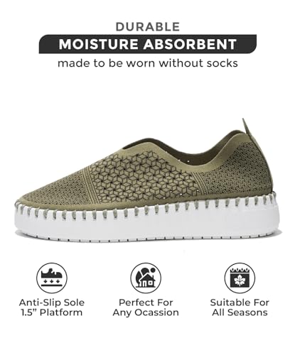 Image of Project Cloud Platform Sneakers for Women - Leather Insole Loafers for Women with Memory Foam - Casual Slip On Womens Loafers with Flexible Outsole (Aster)