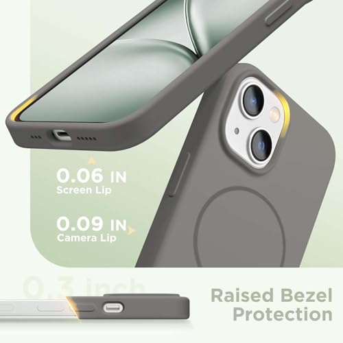 Image of DIZORO Magnetic for iPhone 14 Case, Compatible with MagSafe, Integrated Silicone Camera Control Cover, Thicken Shockproof Drop Protection Phone Case for 14, Titanium