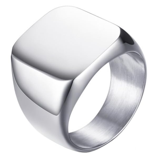 Bague chevalière acier Mendes Argent 18mm bijou homme moderne