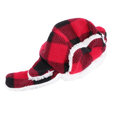 VERDANVERSE 1Pc Plush Pet Beret Hat for Dogs Windproof Winter Cap for Pets Casual Black and Red Design Durable and Comfortable for Outdoor Festivities