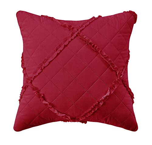 THL Embossed Quilted Pair Cushion Covers Cushion Pad Cover (Red, 2 x Cushion Cover 43 x 43 cm)