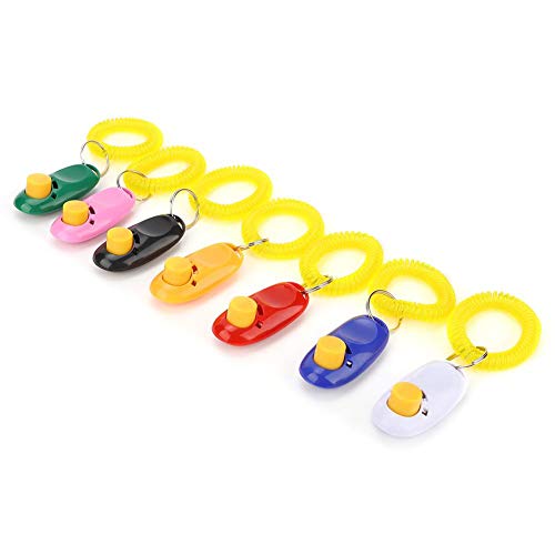 Pssopp Hundetraining Clicker mit Handgelenksbändern 7-teilig Buntes praktisches Hundetraining Clicker-Set Praktisches effektives Trainingswerkzeug für Hunde Katzen Welpen