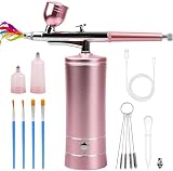 Airbrush-Kit Rechargeable Cordless Airbrush Compressor -Auto Handheld Airbrush Gun, Airbrush Set Portable Wireless Air Brush for Barber, Nail Art, Cake Decor, Makeup, Model Painting