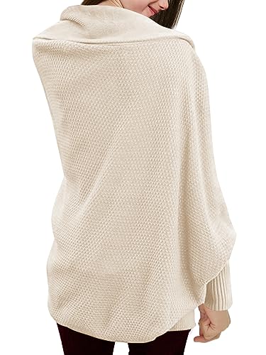 Image of Girls Open Front Cardigan Sweaters Batwing Long Sleeve Shawl Collar Ribbed Knit Winter Coats