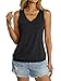 Micticsi Womens V Neck Tank Tops Sleeveless Banded Hem Shirts Loose Fit Summer Outfits Clothes 2025 Black Medium