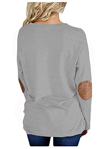 onlypuff Women Tunic Tops Loose Fitting Mama Bear Shirts with Pockets Long Sleeve Gray XL