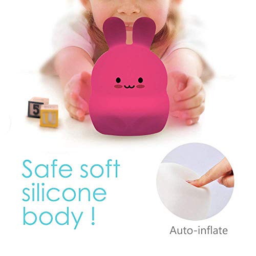 Image of Rabbit Night Light for Kids, Rechargeable LED Children Lamp, Soft Silicone (BPA Free) for Baby /Boys /Girls /Adult, Remote & Touch Control Adjustable Brightness and Colors, Indoors /Outdoors