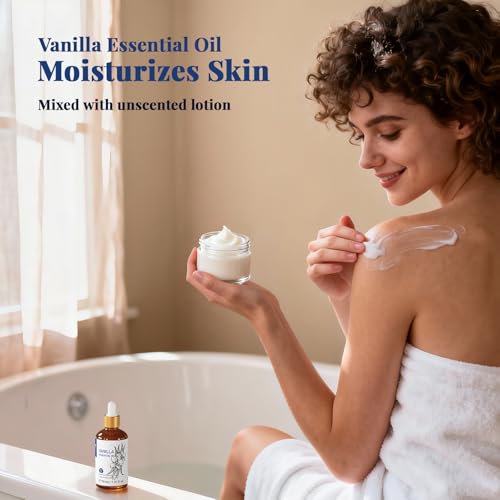 Image of HIQILI Vanilla Essential Oil, 100% Pure Natural, Beginner-Friendly for Making DIY Perfume, Candle & Soap, Blends with Lotion for Dry Skin Comfort, Ideal for Home Diffuser - 30ml /1 FL OZ