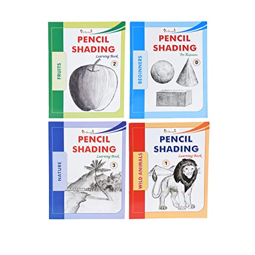 Image of Inikao's Pencil Shading Adventures for Kids: Beginner's Guide Collection | Animals, Fruits, Nature | 4-Book Set (Step by Step Activity Book on Draw and Colouring)