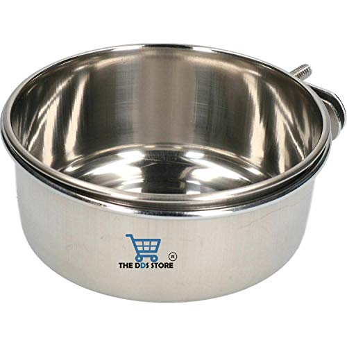 COZY-PUPPIES-Birdcage-Bird-Feeder-Bowls-for-Cage-Parakeet-Food-Dish-Parrot-Feeder-Water-Bowls-Stainless-Steel-Dish-Coop-Cups-for-Small-Animals-Finches-Lovebirds-CLAMP-Holder-200ML-CLAMP-Pack-of-2