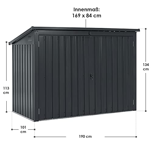 Juskys 3er Mülltonnenbox Namur 3 x 120 Liter Tonnen - 2m² - 2 Türen - Metall Mülltonnenverkleidung Müllbox Müllhaus… – Bild 3