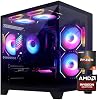 PC para juegos, AMD Ryzen 5 5600 3.5GHz (hasta 4.4GHz), Radeon RX 5700XT 8GB computadora de escritorio, 1TB NVMe SSD, 16GB DDR4 3200MHz, fuente de poder 650W, USB WiFi 6 y Bluetooth Windows 11 Home y PC Gamer con IA 2