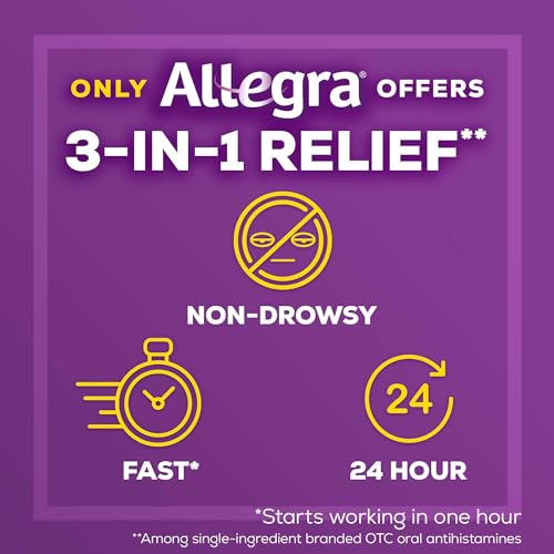 Allegra 828282 24Hr Adult Non-Drowsy Antihistamine Tablets, 100-Count, 24-Hour Allergy Relief thumb #3