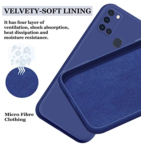 Image of A rtistque Liquid TPU Silicone Matte Shockproof Flexible with Camera Protection Soft Back Cover Case for Samsung Galaxy A21s - Blue