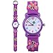 Kinder wasserdichte Cartoon-Uhr, Kinder Baby niedlichen Design Armbanduhr pädagogische Lehruhr Spielzeug Geschenk(Lila)