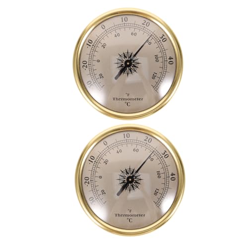 BESPORTBLE 2 pièces Thermomètre Mural Rond Encastré Jauge de Température Fahrenheit pour Jardin Serre et Voiture Station Météo Décorative Compacte