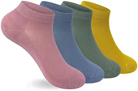 Super Soft Bamboo Women's Sock, Mesh Thin Breathable Cool Running Ankle Socks 4 Pairs (Pastel, Medium)