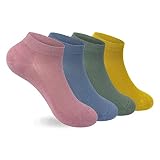 Super Soft Bamboo Women's Sock, Mesh Thin Breathable Cool Running Ankle Socks 4 Pairs (Pastel, Mediu