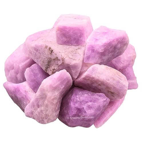 Image of Amazing Gemstone 2 Pieces Kunzite Raw Crystals and Healing Stones, Natural Rocks for Tumbling and DIY Raw Stones and Crystals