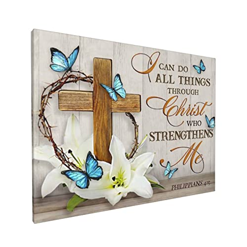 Scripture Wall Art Christian Religious Wall Decor Canvas Prints Floral Wall Art Butterfly Painting Christ Faith Spiritual Posters Artworks Decor Framed For Living Room Bedroom Ready To Hang12 X16 #TOP2