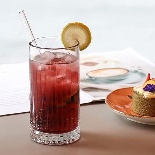 Image of Premium Juice Glasses Drinking Glasses, Highball Lead-Free Glasses, Tumblers for Water, Juice, Beer, Cocktail and Mixed Drinks - Pieces, Transparent (Crystal Glasses, 4 Count (Pack of 1))