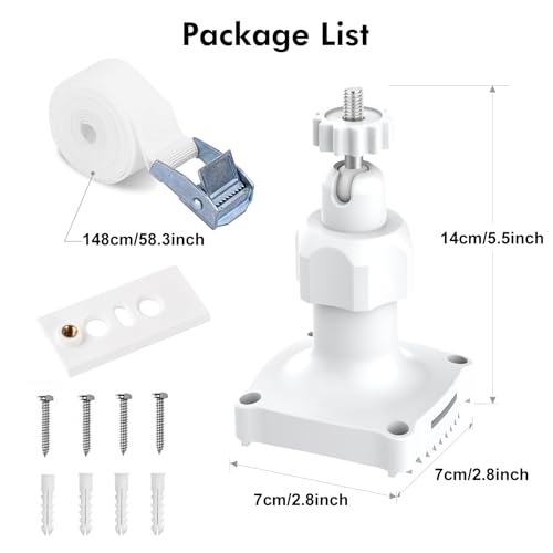 Adjustable Wall Mount Compatible with Ring Spotlight Cam Pro/Plus (Battery), Ring Stick Up Cam (Battery), Outdoor Security Camera Mount with Strap for Wall, Pole or Tree Installation - Thumbnail 7